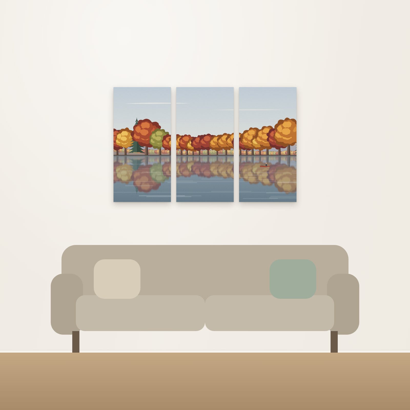 Autumn Lake 3-Panel Acoustic Art Set - 3-Panel Acoustic Art Sets