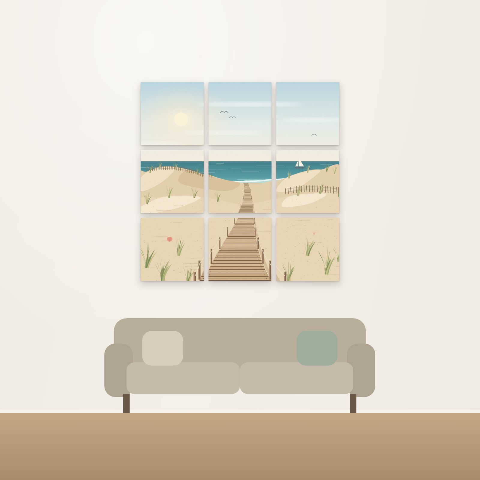 Dune Boardwalk 9-Panel Acoustic Gallery Grid - Acoustic Gallery Grids