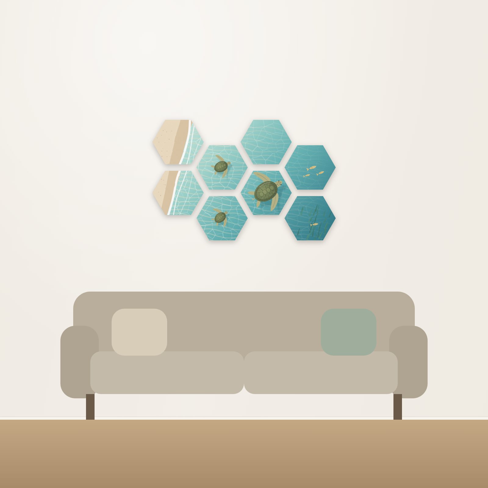 Turtle Shallows Hexagon Acoustic Art Set - Hexagon Acoustic Art