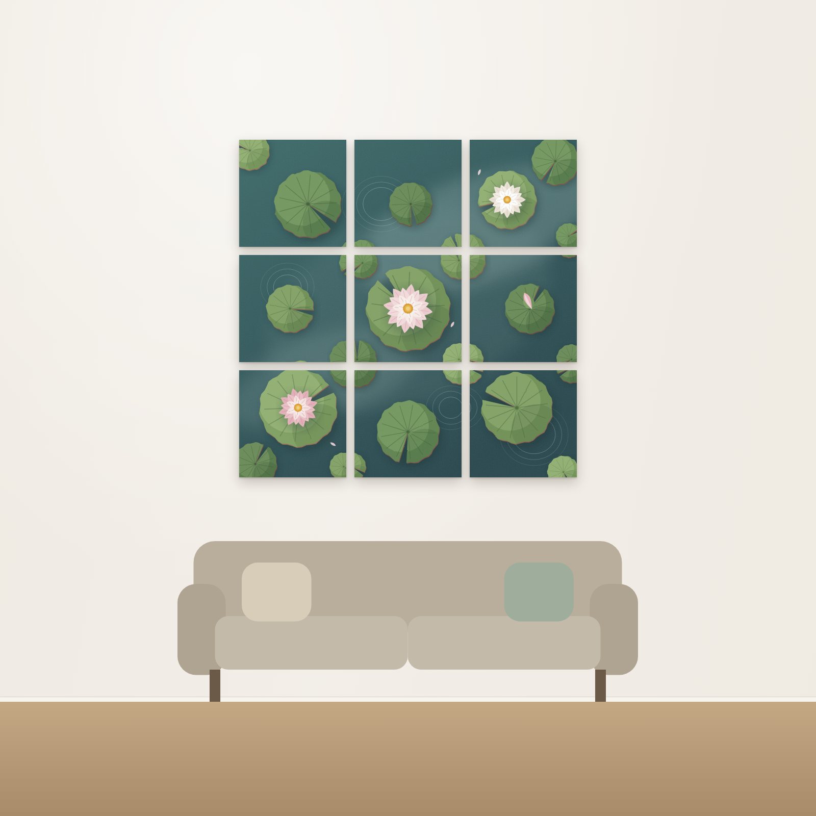 Lily Pond 9-Panel Acoustic Gallery Grid - Acoustic Gallery Grids