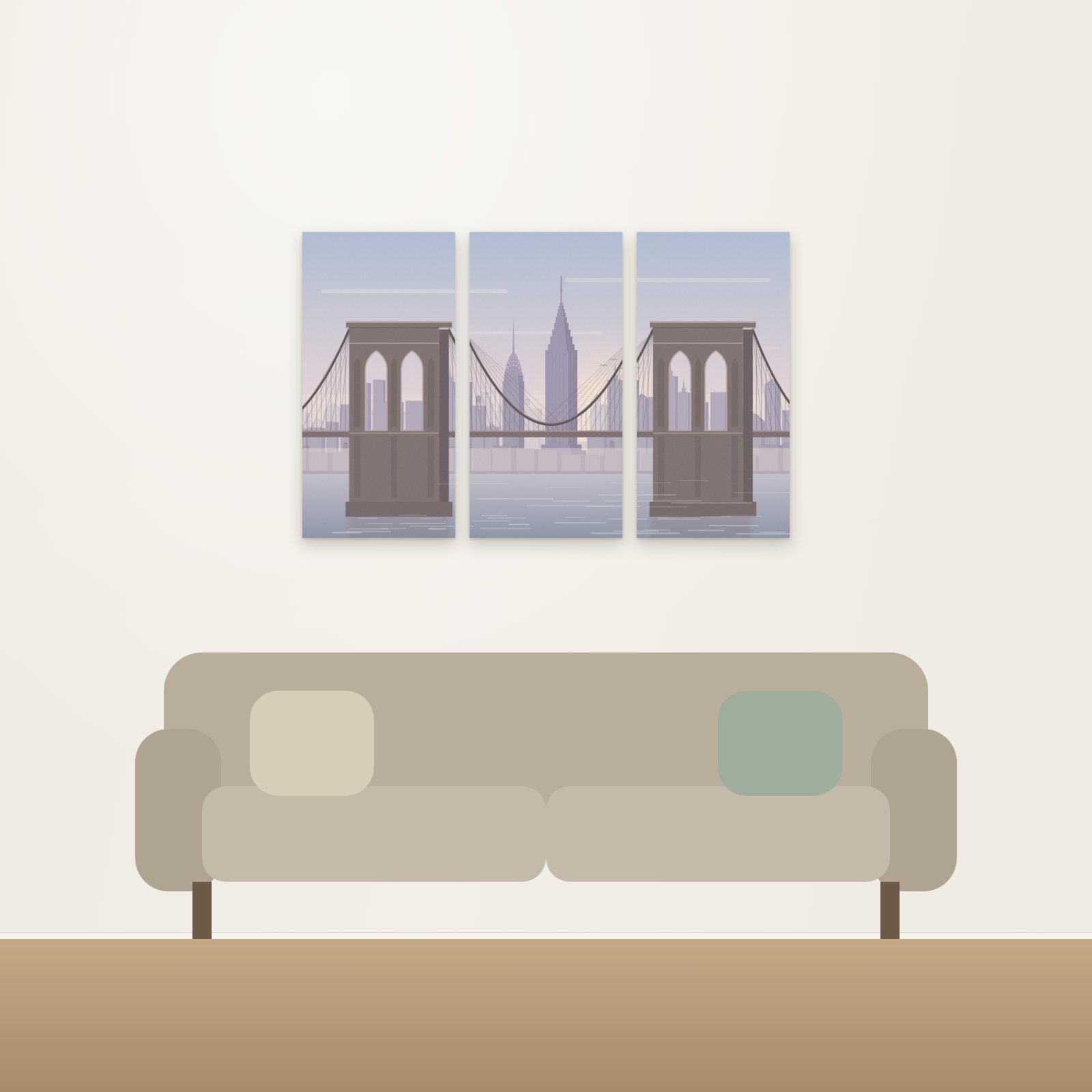 Brooklyn Bridge Morning 3-Panel Acoustic Art Set - 3-Panel Acoustic Art Sets