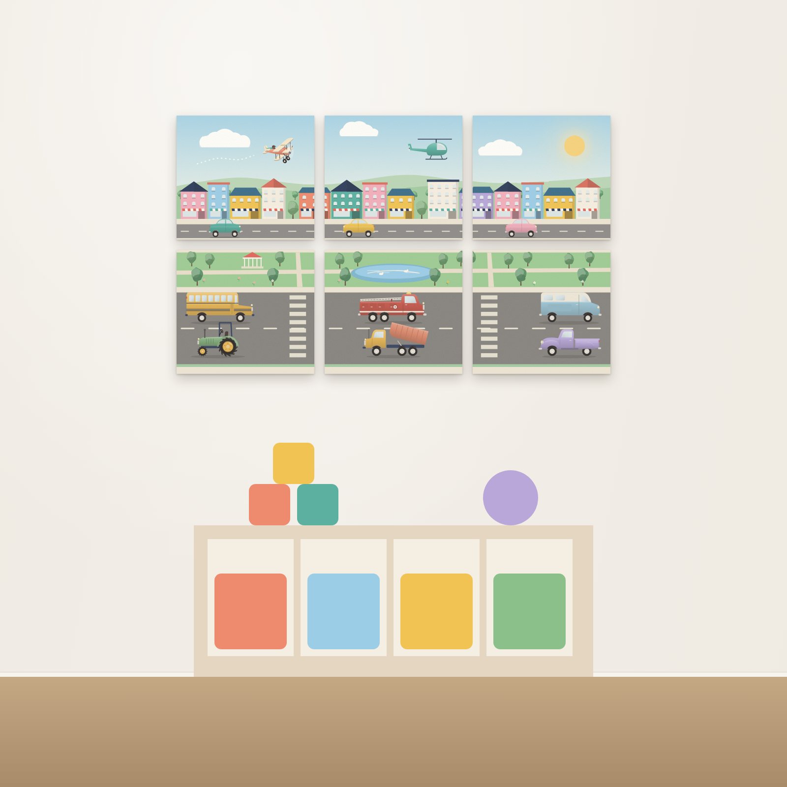Busy Little Town Acoustic Wall Mural - Acoustic Wall Murals