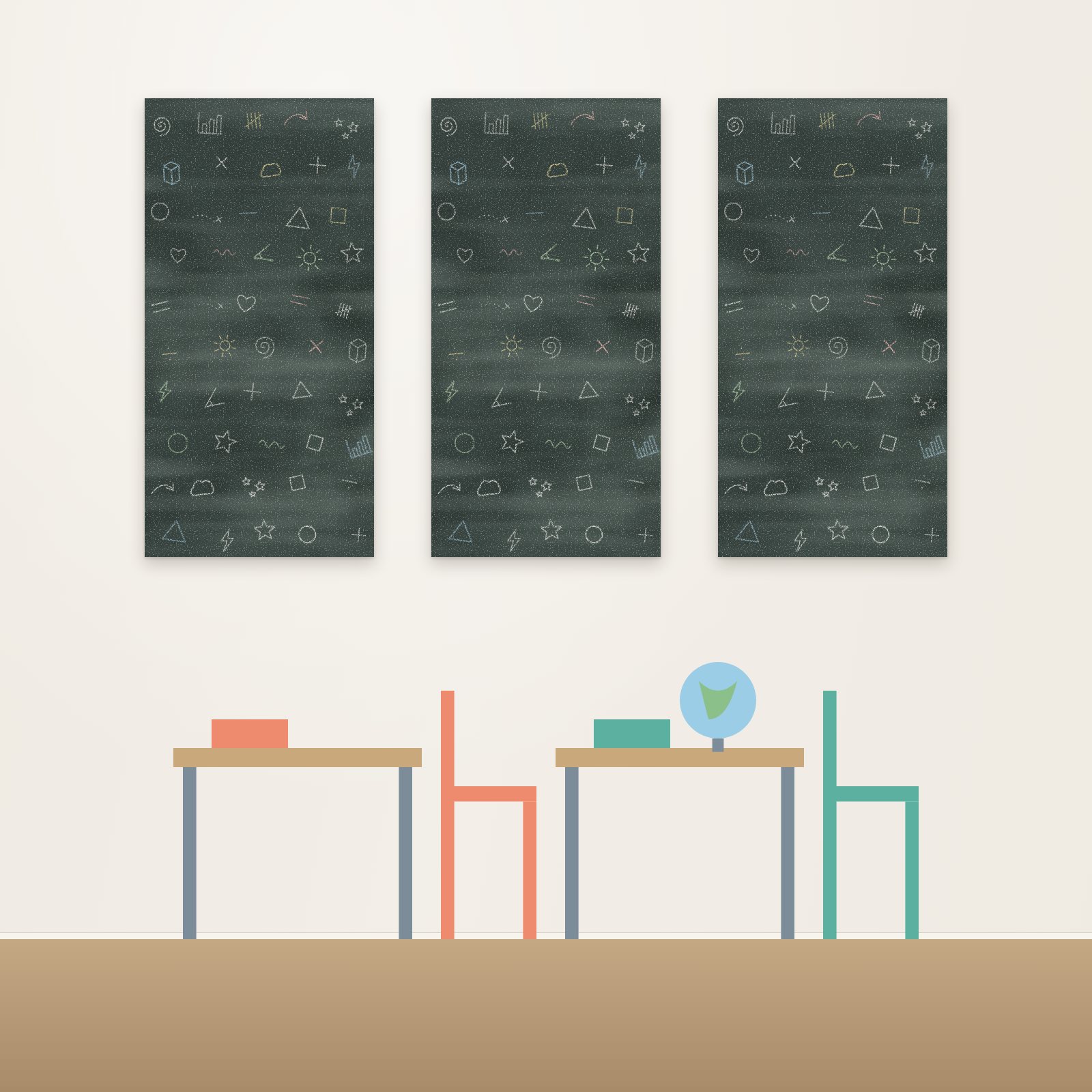 Chalkboard Doodles Acoustic Panel - Acoustic Panels for Business