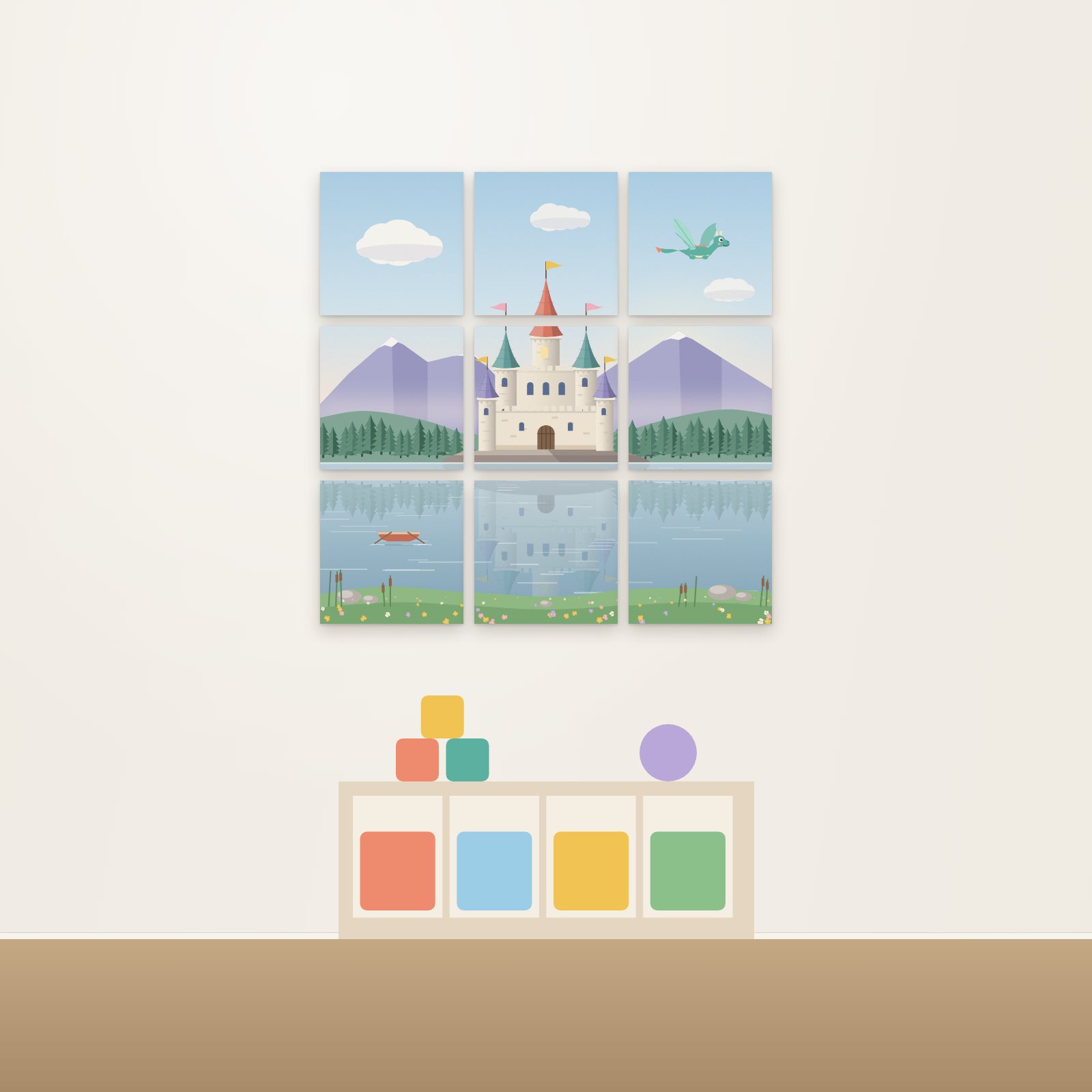 Lakeside Castle 9-Panel Acoustic Gallery Grid - Acoustic Gallery Grids
