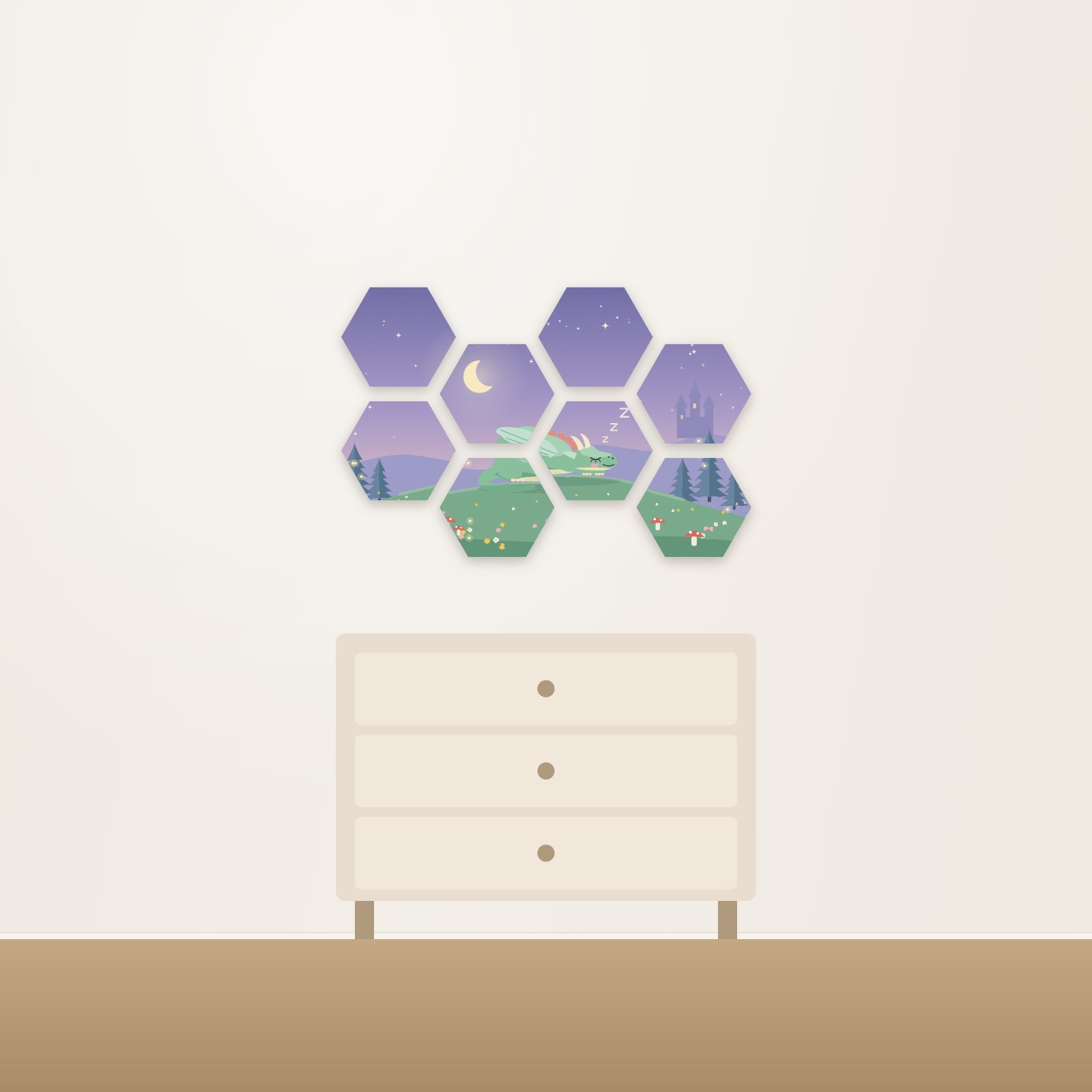 Sleepy Dragon Hexagon Acoustic Art Set - Hexagon Acoustic Art