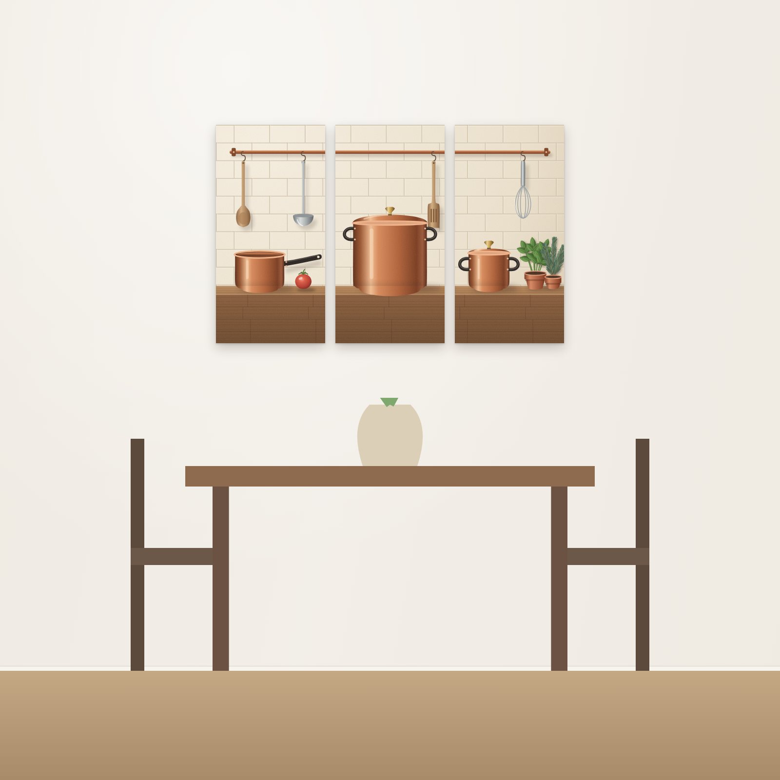 Copper Pots 3-Panel Acoustic Art Set - 3-Panel Acoustic Art Sets