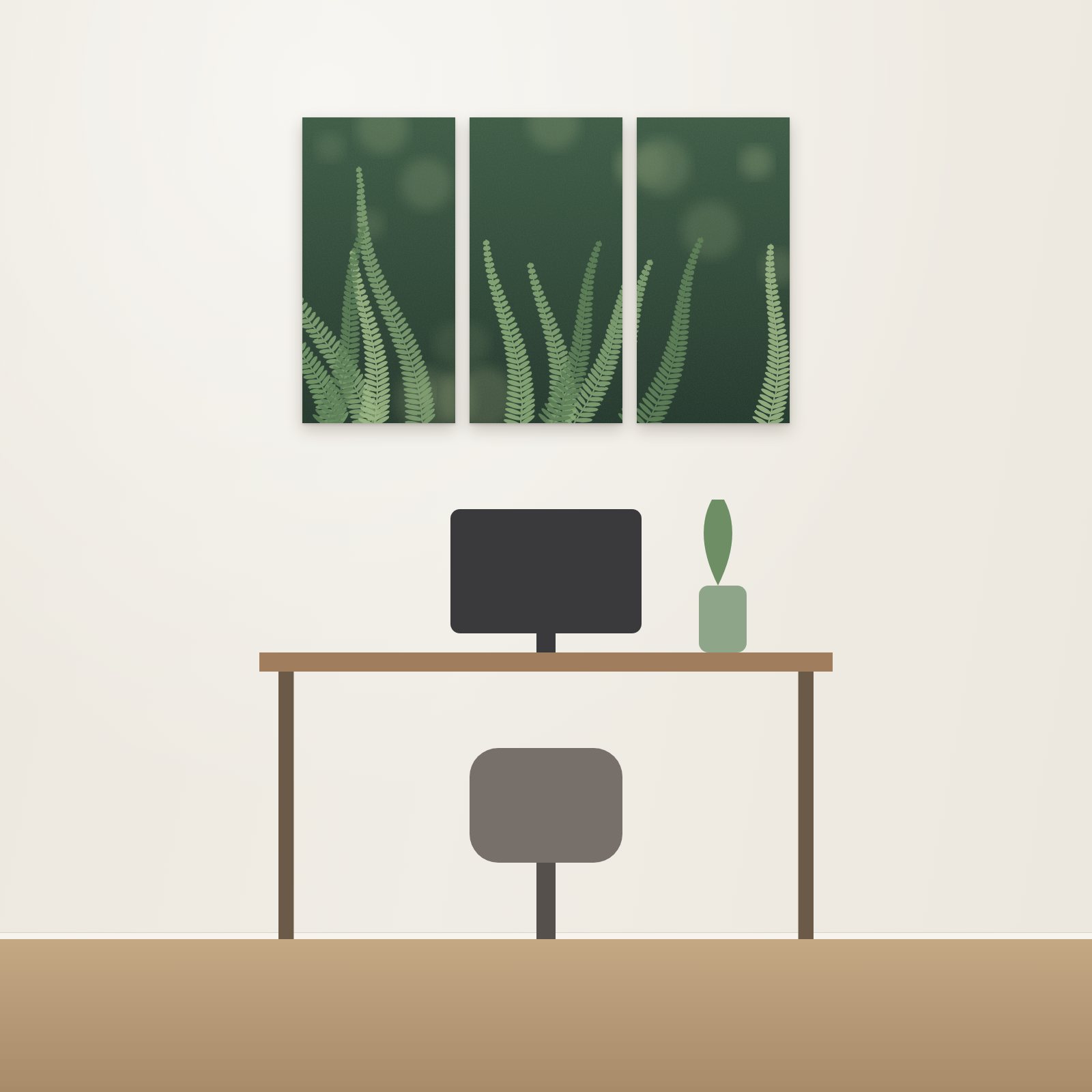 Fern Shade 3-Panel Acoustic Art Set - 3-Panel Acoustic Art Sets