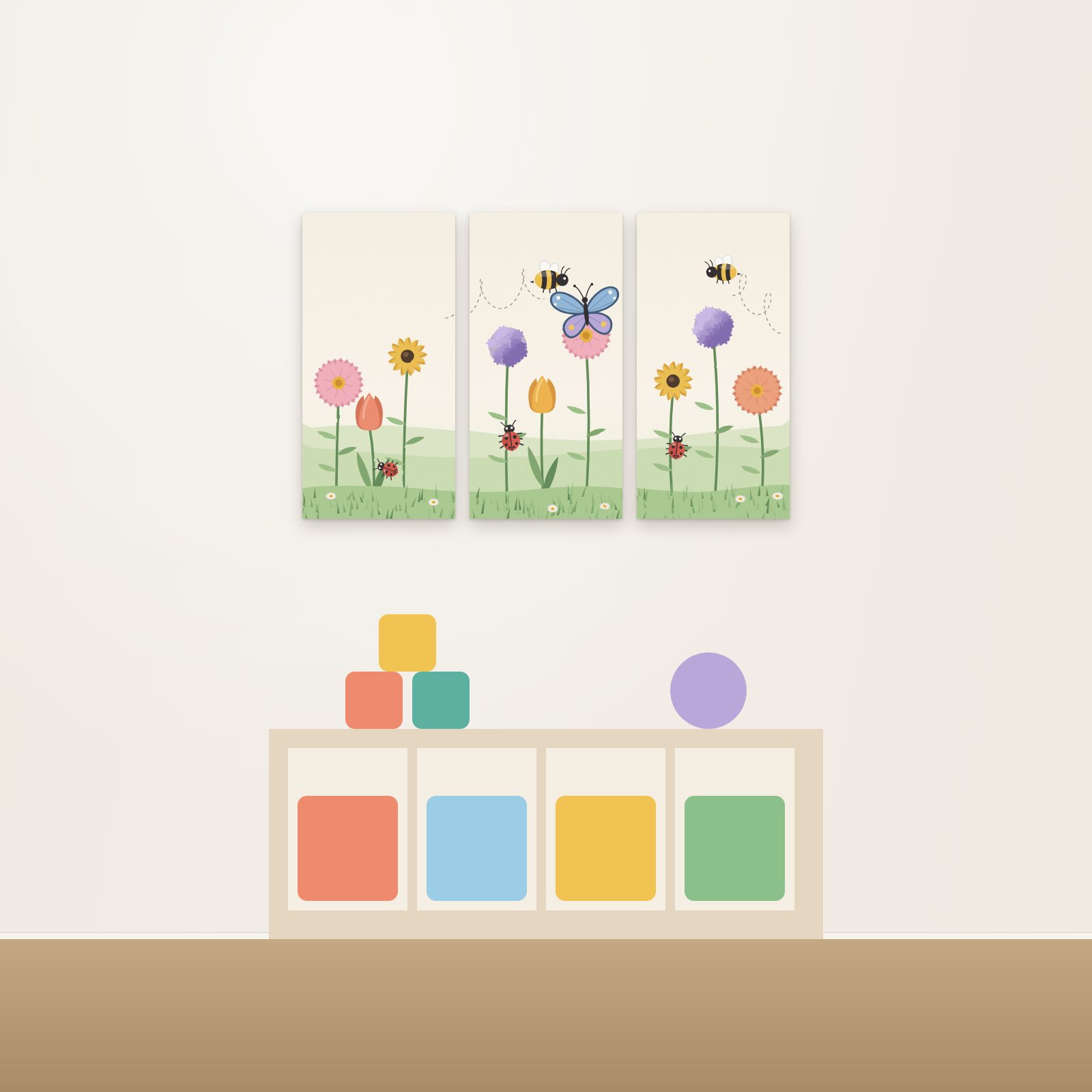 Garden Bugs 3-Panel Acoustic Art Set - 3-Panel Acoustic Art Sets