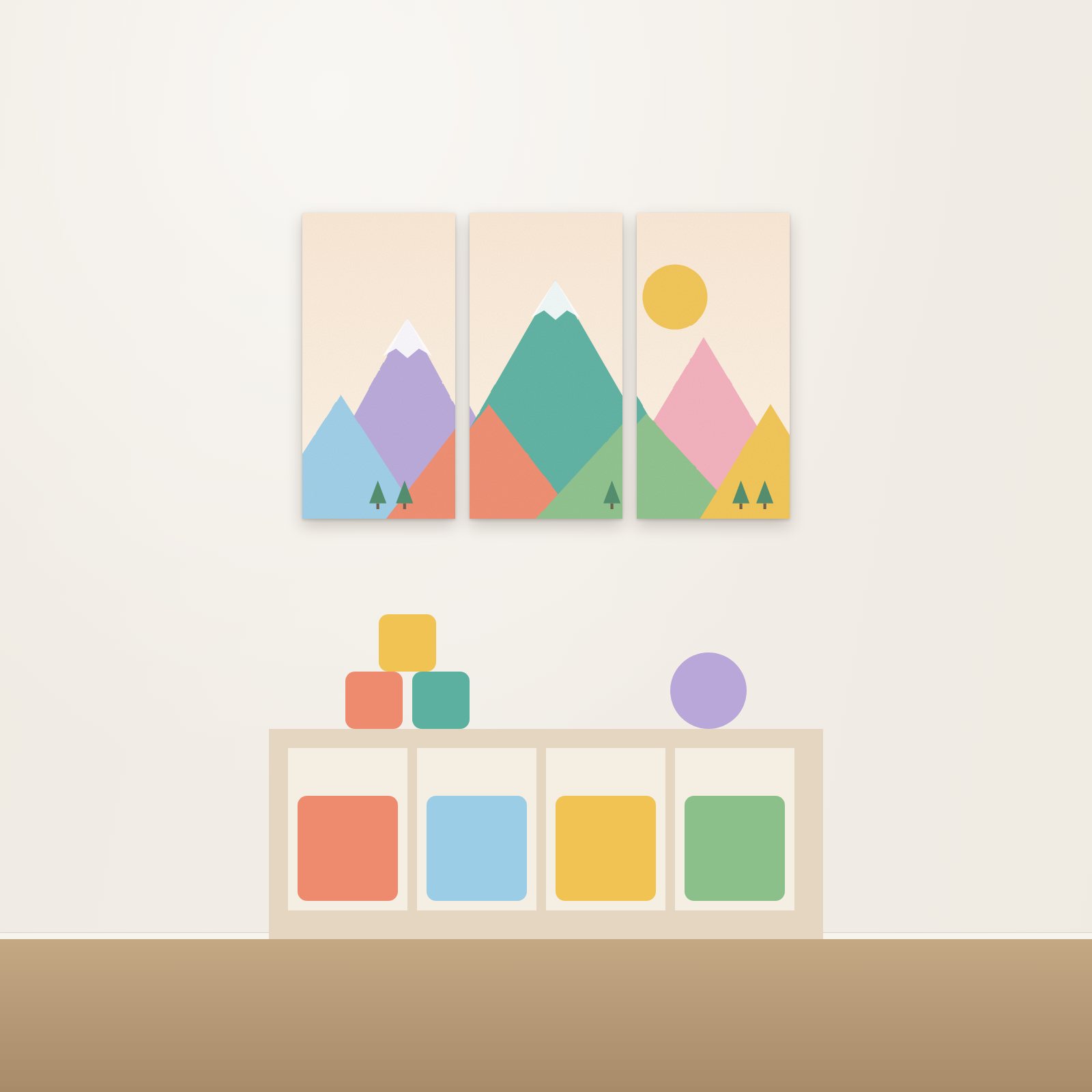 Happy Mountains 3-Panel Acoustic Art Set - 3-Panel Acoustic Art Sets