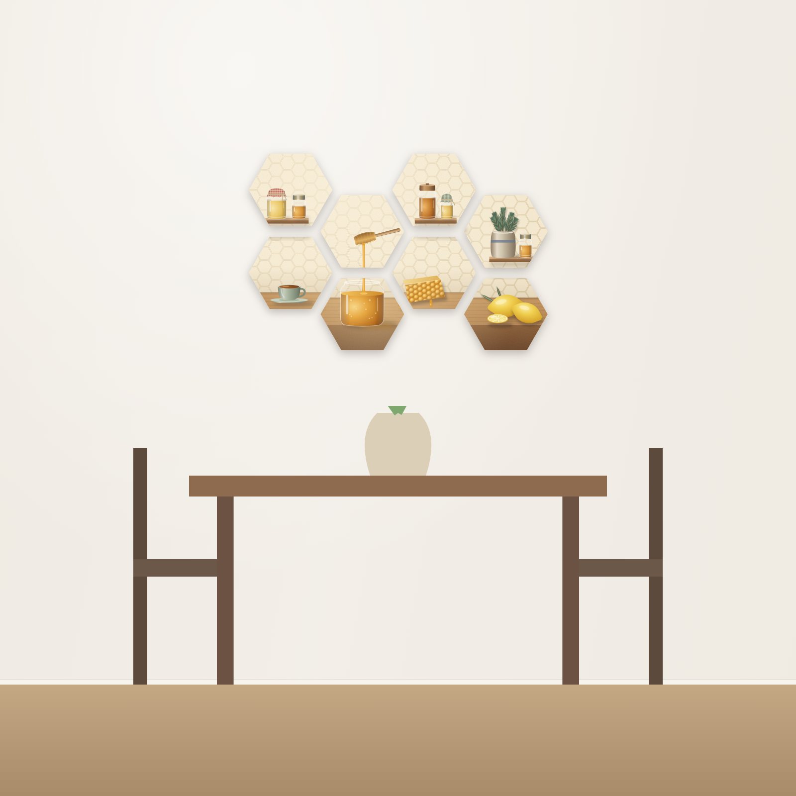 Honey and Comb Hexagon Acoustic Art Set - Hexagon Acoustic Art