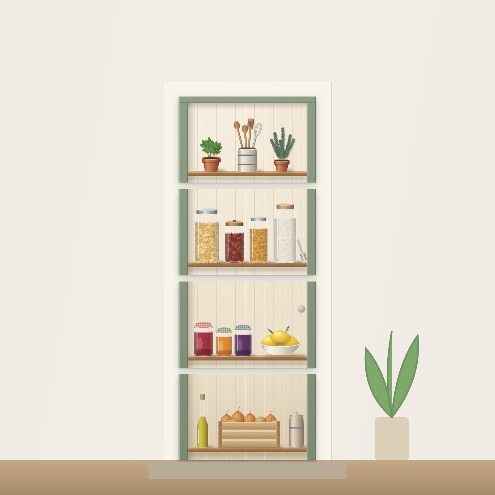 Pantry Shelves Acoustic Door Art - Acoustic Door Art