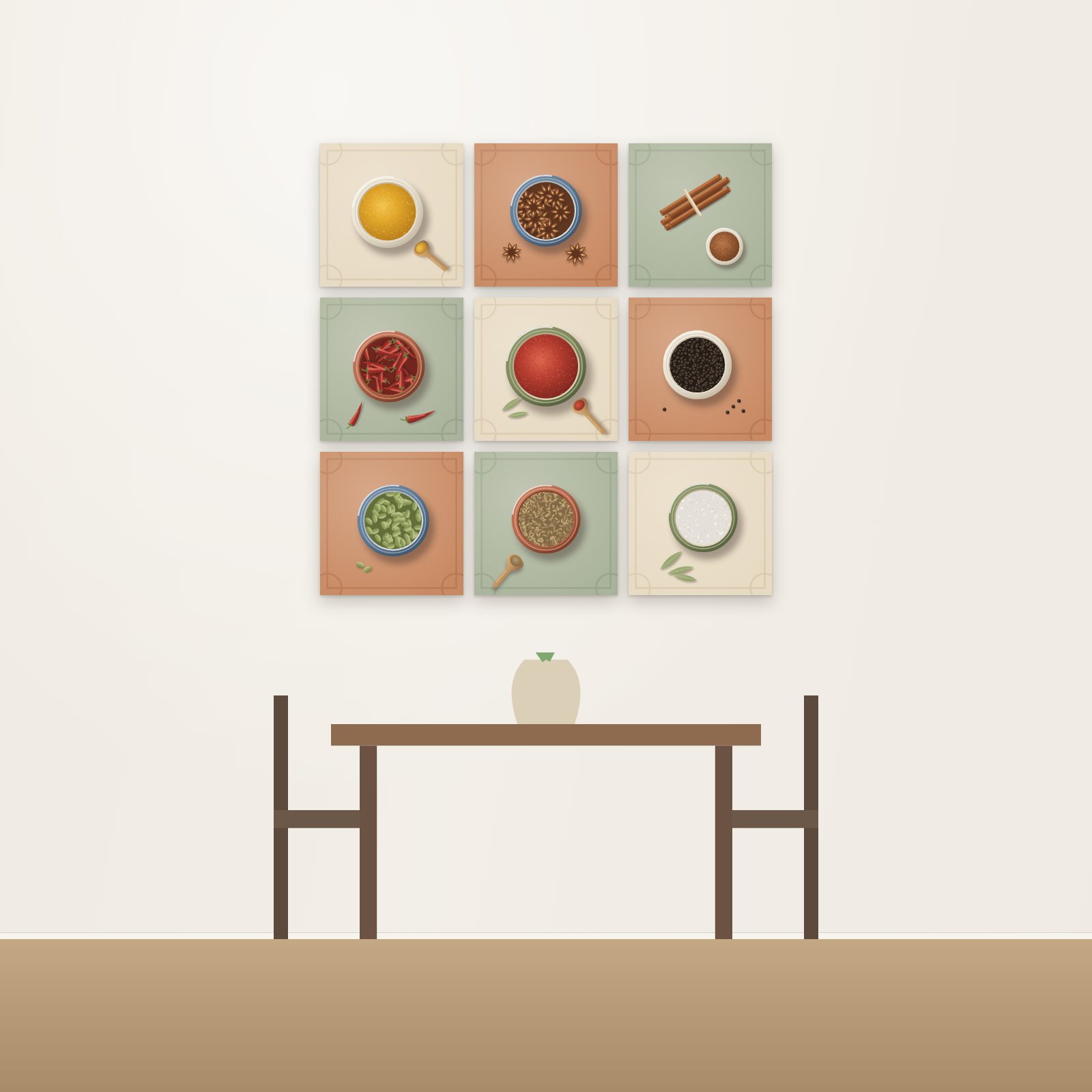 Spice Market 9-Panel Acoustic Gallery Grid - Acoustic Gallery Grids