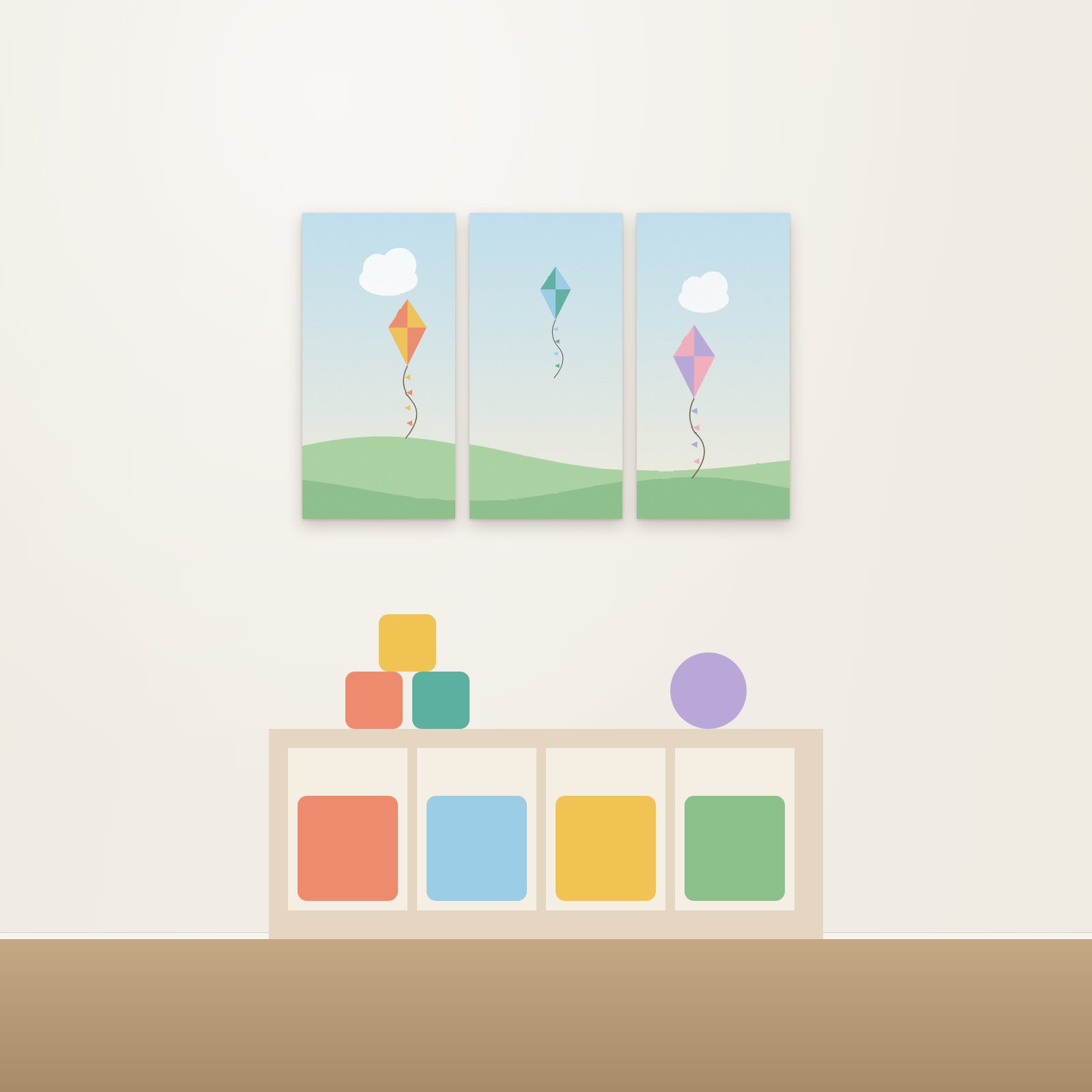 Kite Day 3-Panel Acoustic Art Set - 3-Panel Acoustic Art Sets