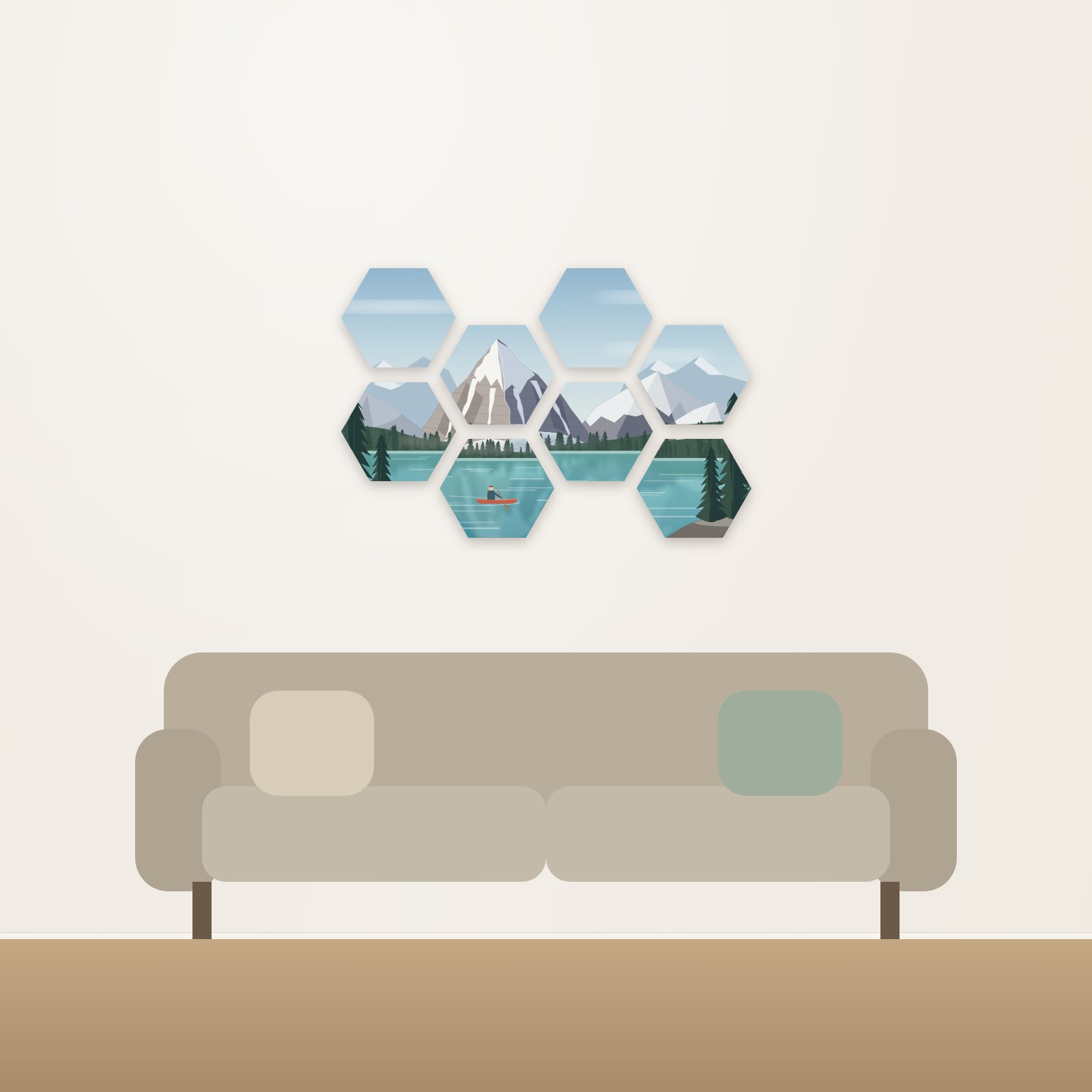 Glacier Lake Hexagon Acoustic Art Set - Hexagon Acoustic Art