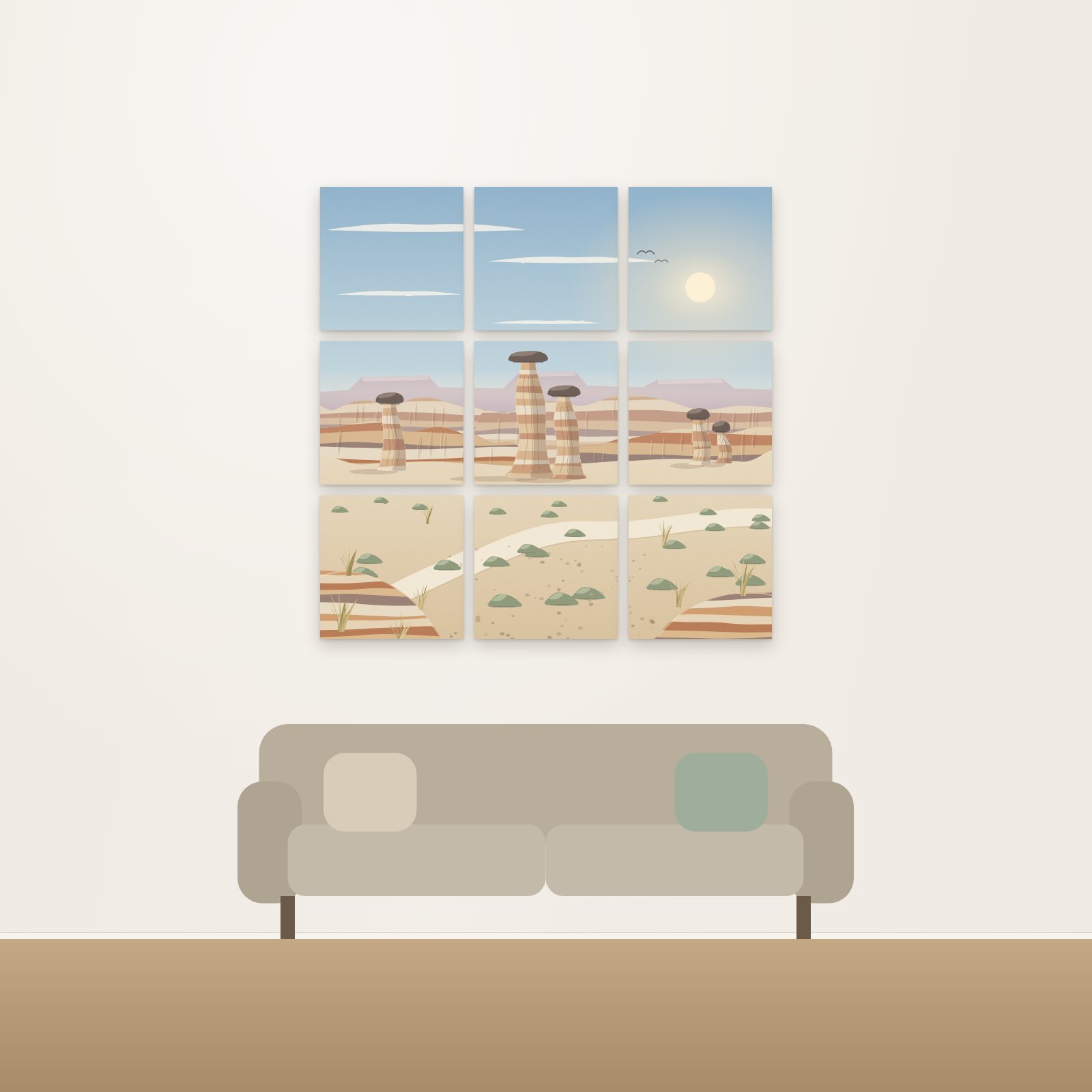 Badlands Hoodoos 9-Panel Acoustic Gallery Grid - Acoustic Gallery Grids
