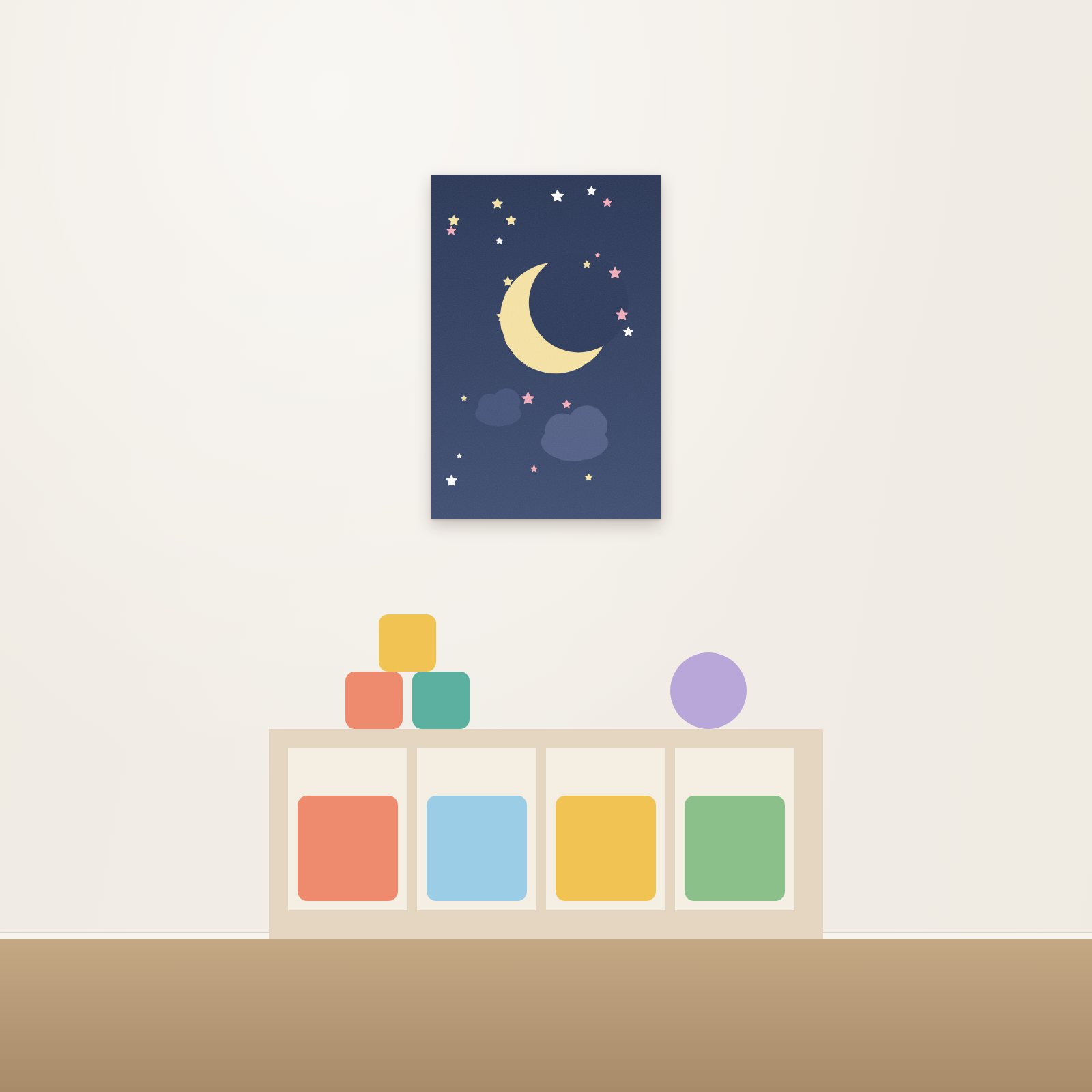 Moon and Stars Acoustic Art Panel - Acoustic Art Panels