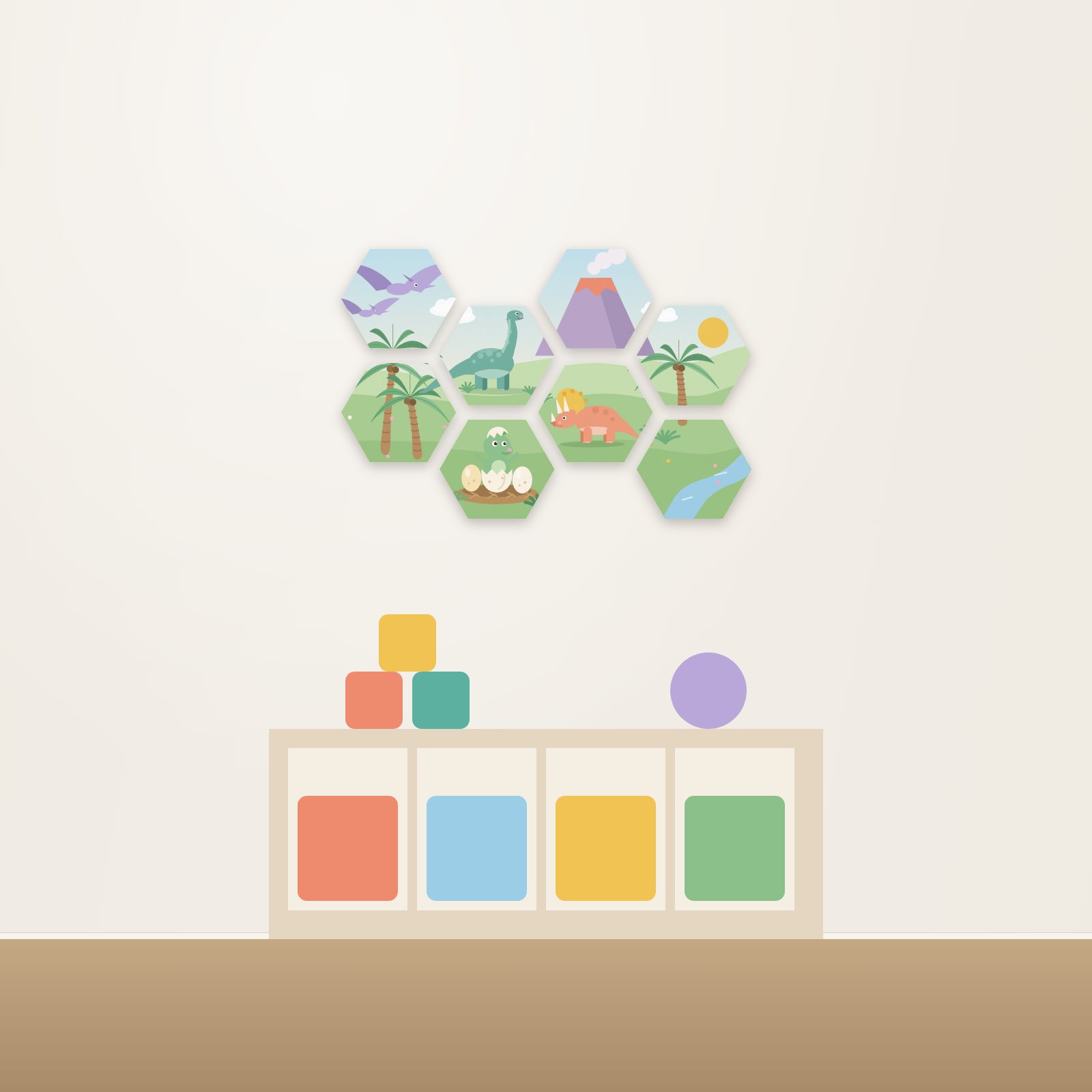 Dino Valley Hexagon Acoustic Art Set - Hexagon Acoustic Art