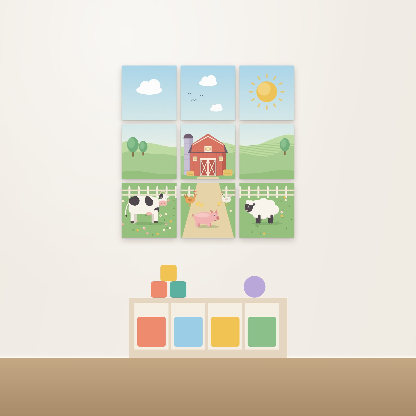 Sunny Barnyard 9-Panel Acoustic Gallery Grid - Acoustic Gallery Grids