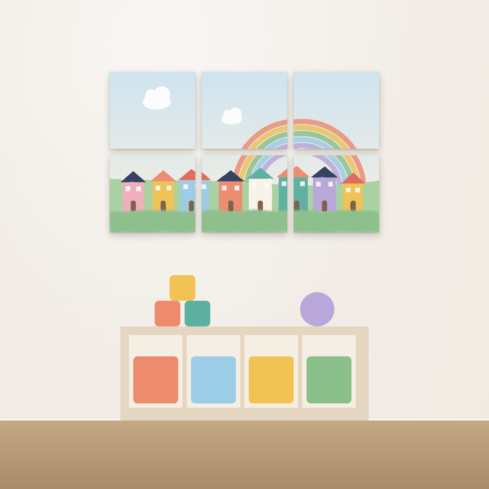 Rainbow Town Acoustic Wall Mural - Acoustic Wall Murals