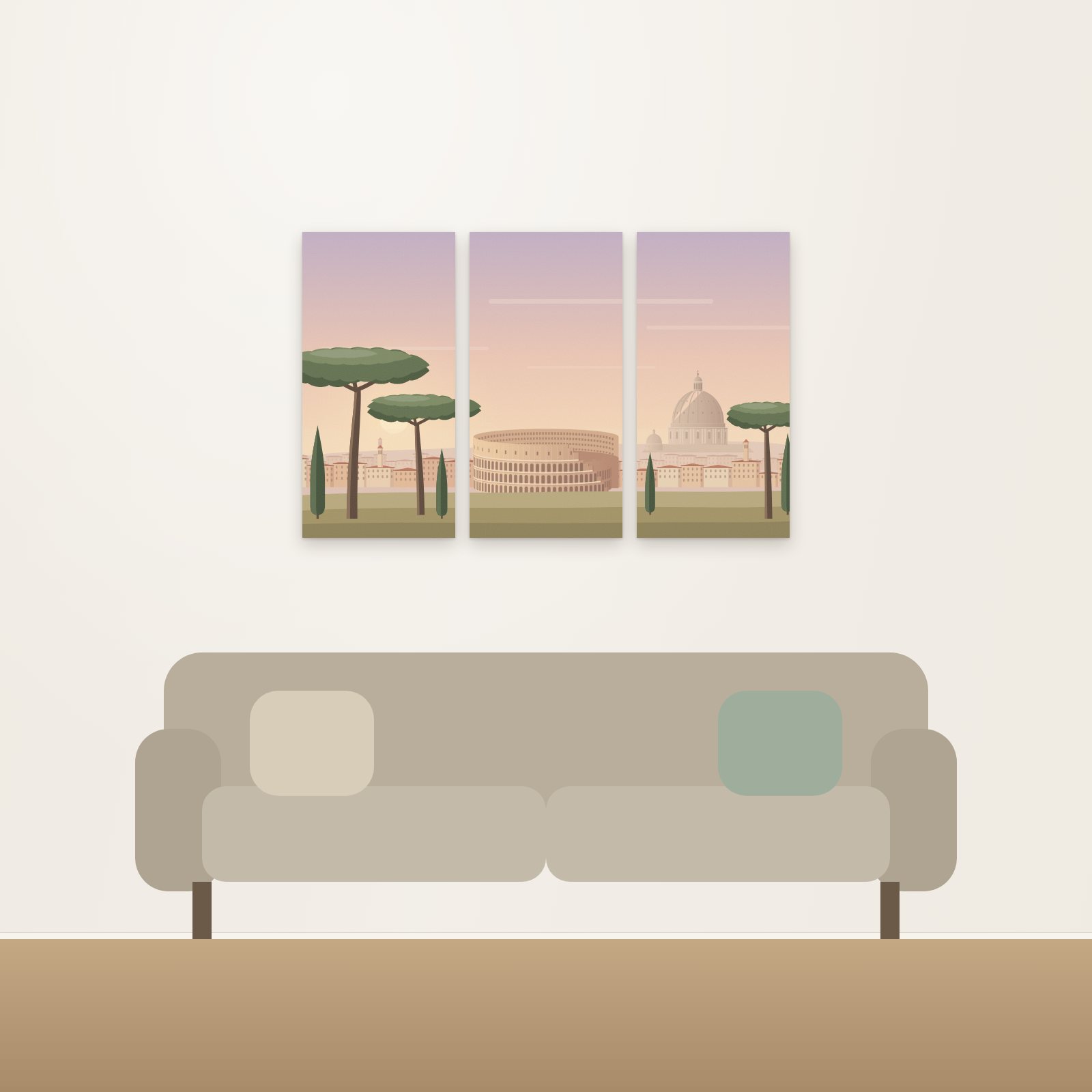 Rome at Golden Hour 3-Panel Acoustic Art Set - 3-Panel Acoustic Art Sets