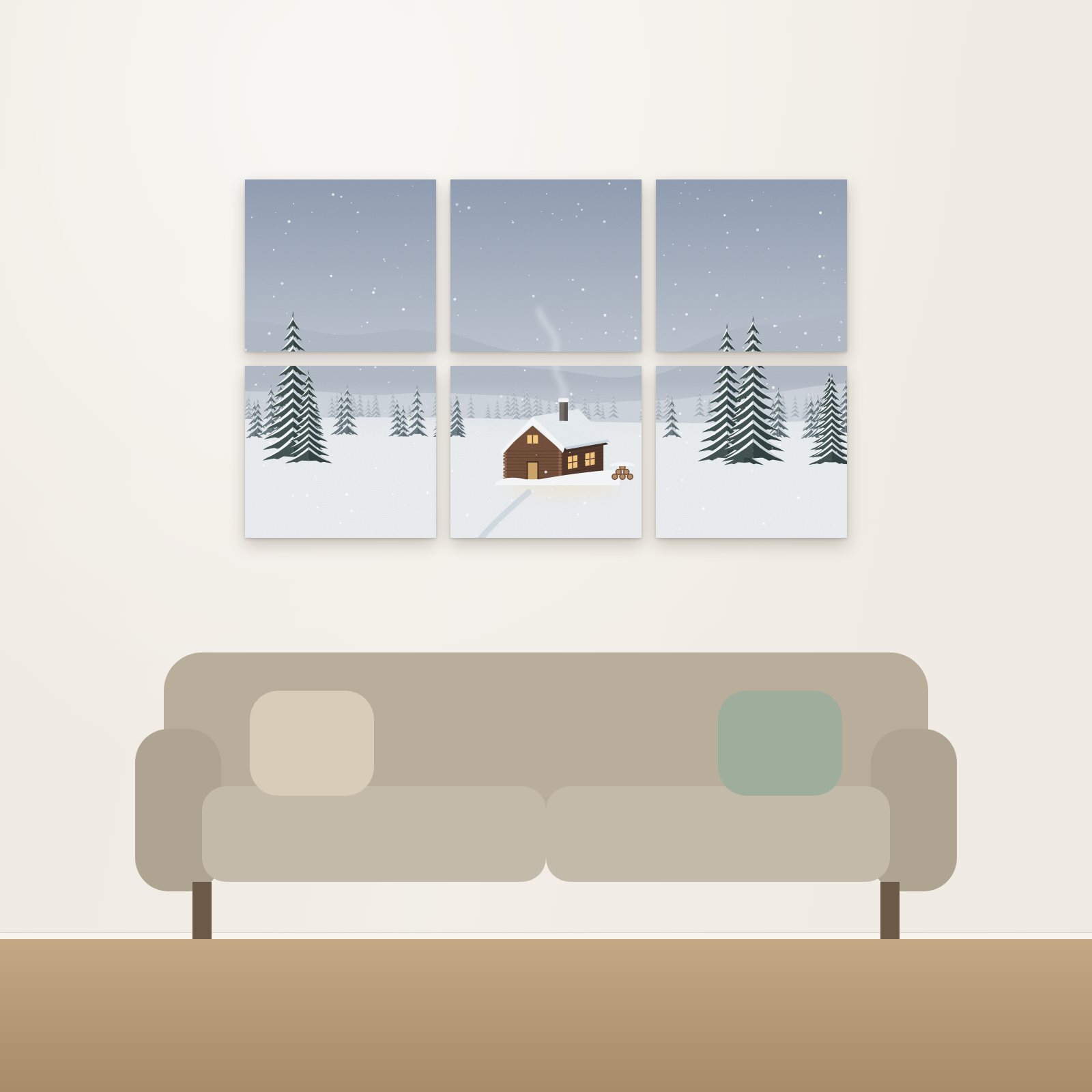 Snowy Cabin Acoustic Wall Mural - Acoustic Wall Murals