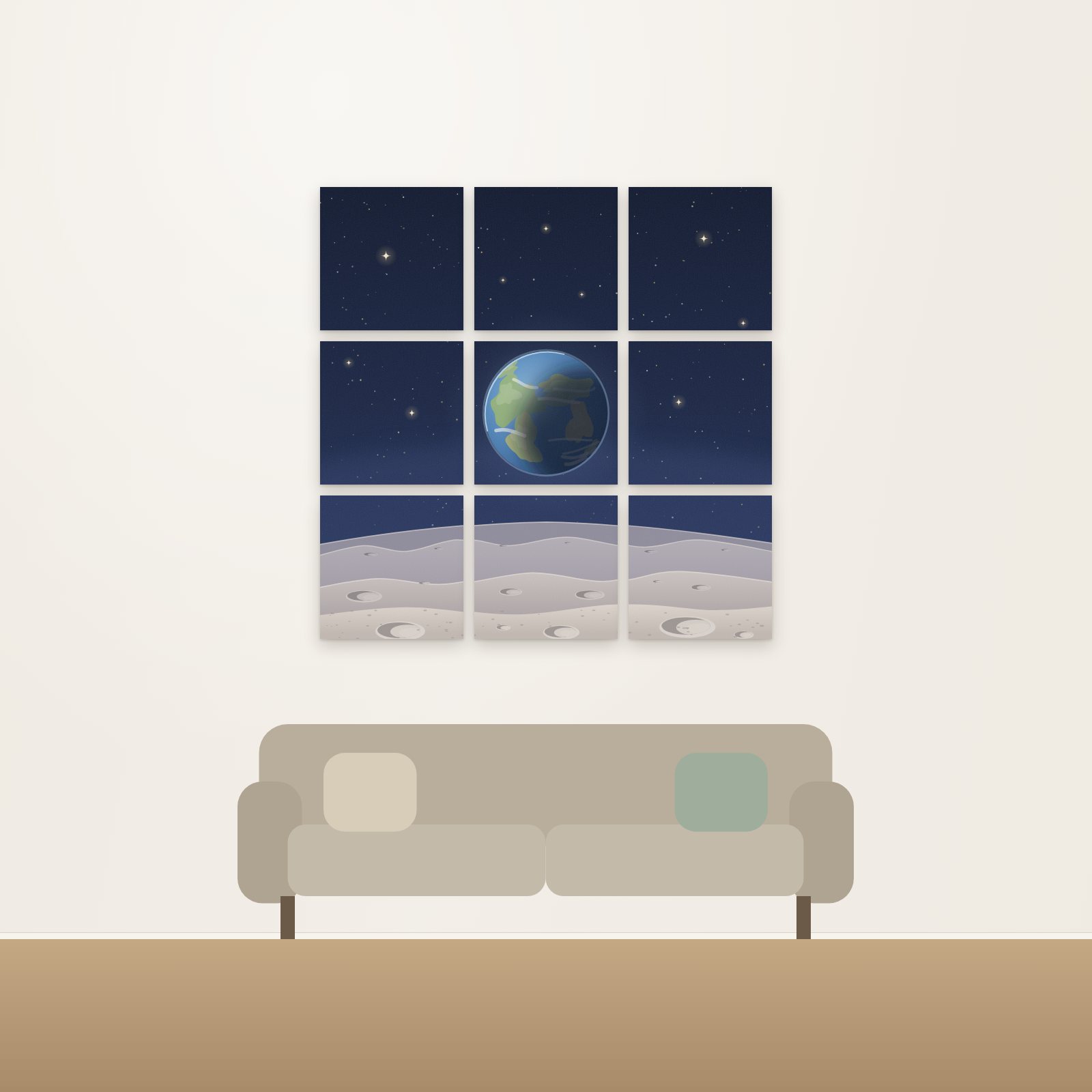 Earthrise 9-Panel Acoustic Gallery Grid - Acoustic Gallery Grids