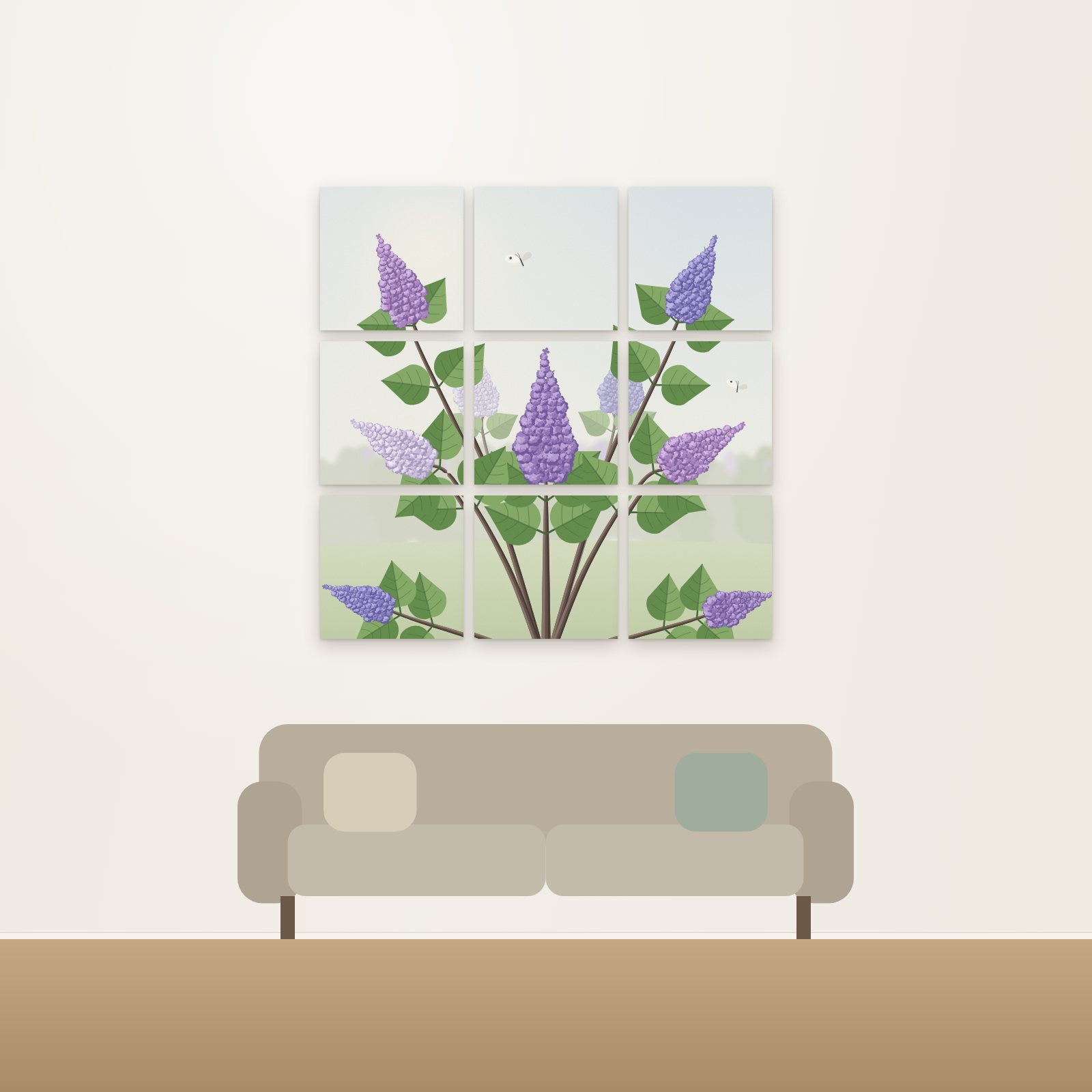 Lilac Garden 9-Panel Acoustic Gallery Grid - Acoustic Gallery Grids