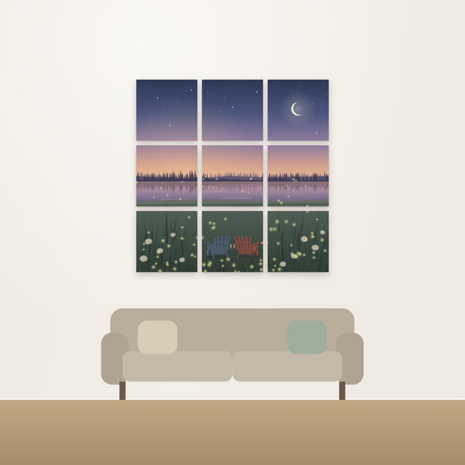 Firefly Evening 9-Panel Acoustic Gallery Grid - Acoustic Gallery Grids