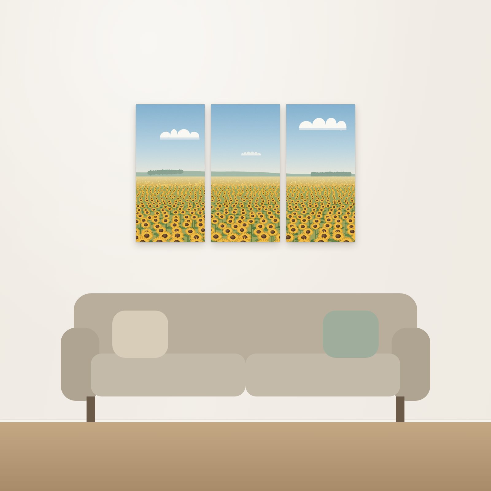 Sunflower Field 3-Panel Acoustic Art Set - 3-Panel Acoustic Art Sets