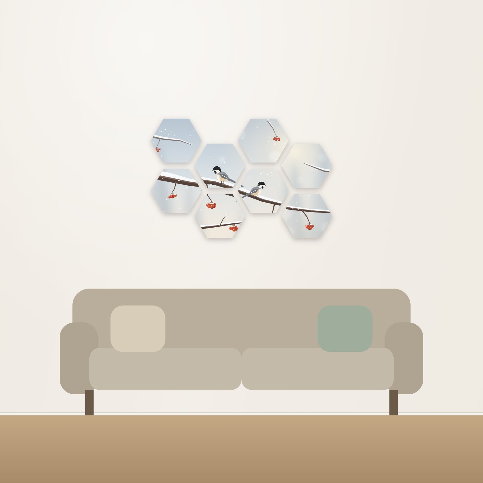 Chickadee Morning Hexagon Acoustic Art Set - Hexagon Acoustic Art